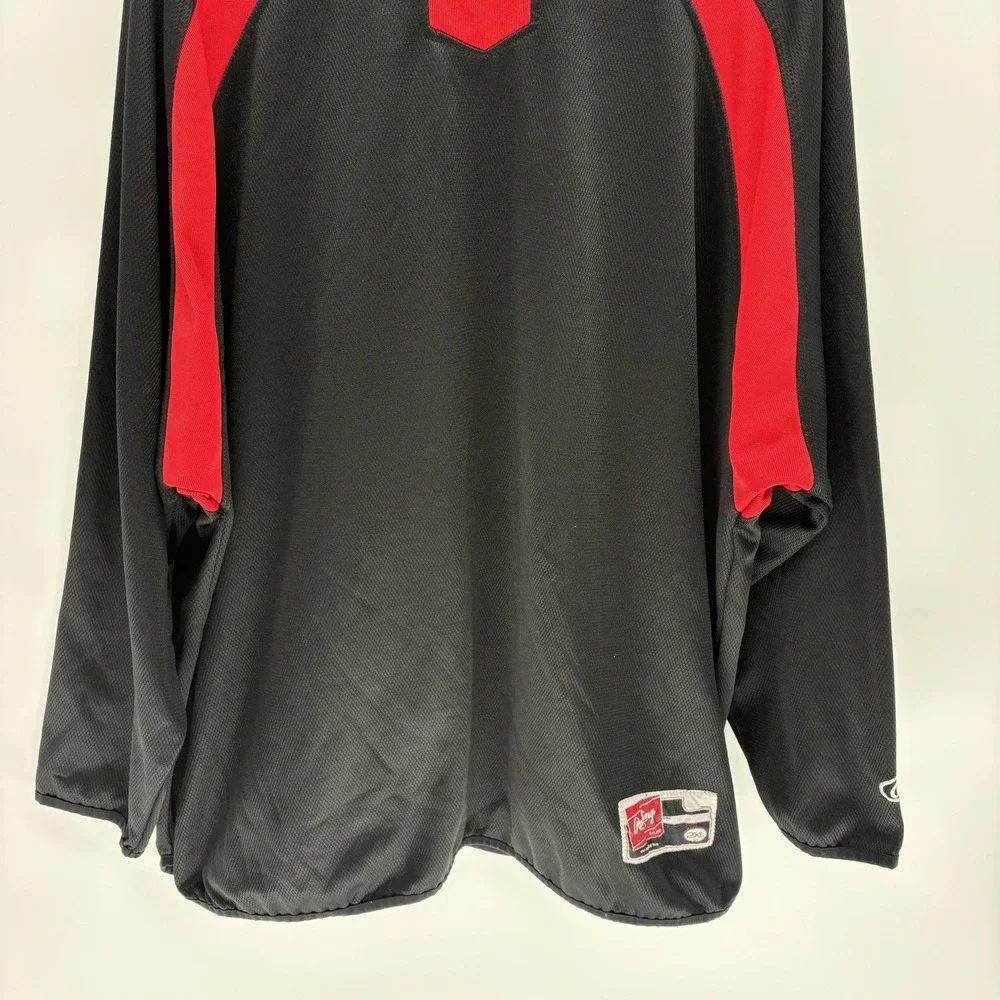 Vintage 90s Rawlings Black and Red Warm Up Jersey Performance Baseball Men XXL